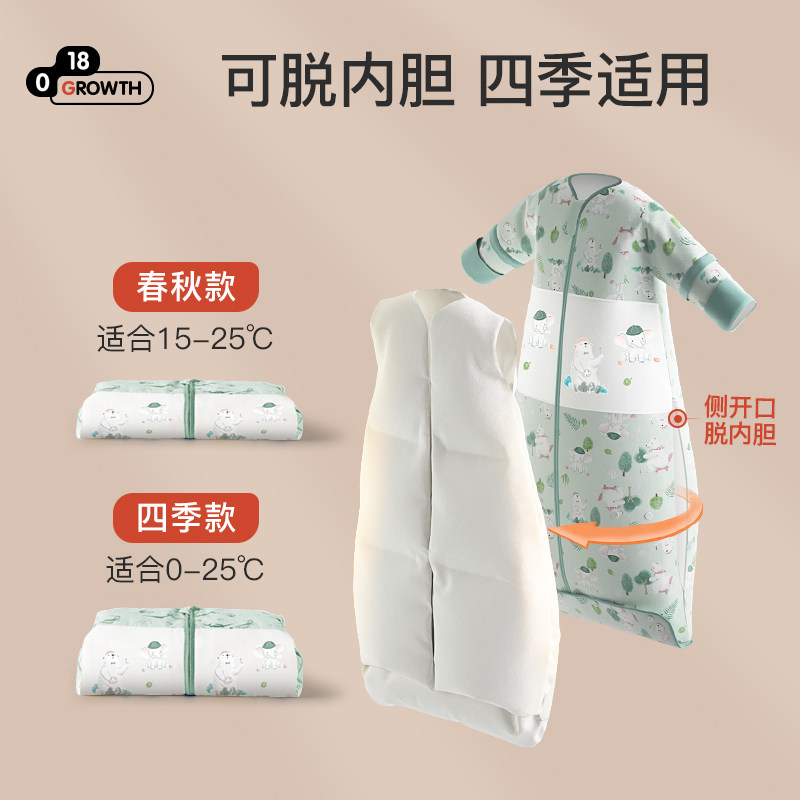 儿童睡袋春秋冬季秋冬款恒温中大童加厚宝宝防踢被子神器四季通用