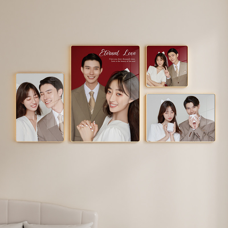 定制婚纱照全家福儿童大相框挂墙组合冲印结婚照相片挂画打印制作