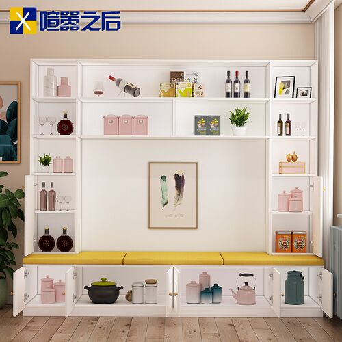 喧嚣之后餐厅简约卡座餐边柜餐桌一体组合柜家用多功能卡座储物柜