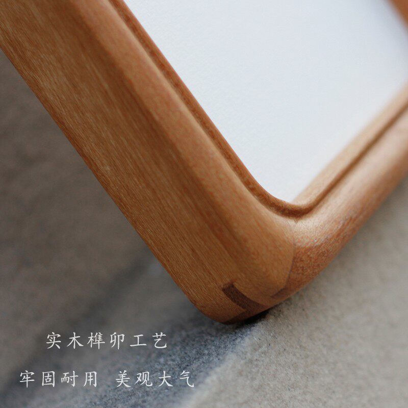 细长条实木展示框柚木榫卯对接圆角相框架新古典原木色画框长方形