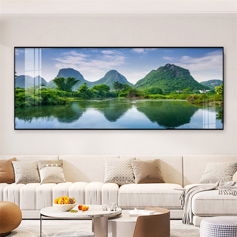 青山绿水装饰画桂林山水风景挂画客厅沙发背景墙横幅实景床头壁画