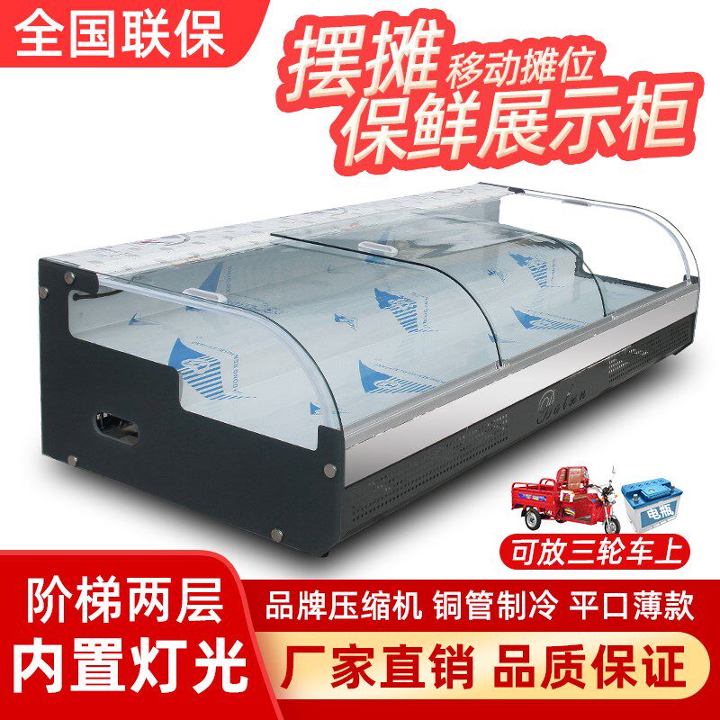 三轮车移动冰柜摆摊铁板烧烤冰箱熟食炸串冰粉台式冷藏保鲜展示柜