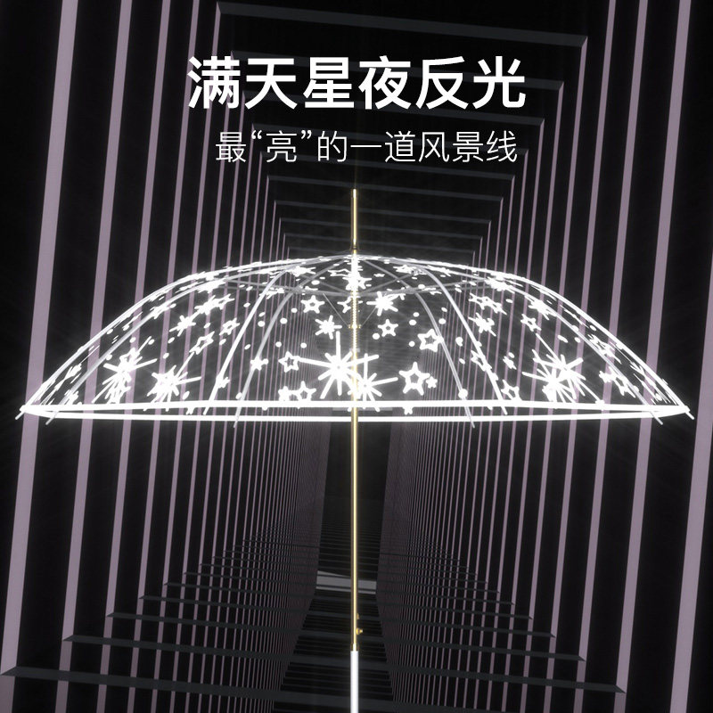 2021白色poe透明雨伞长柄透明伞女网J红女神学生小清新折叠伞大号