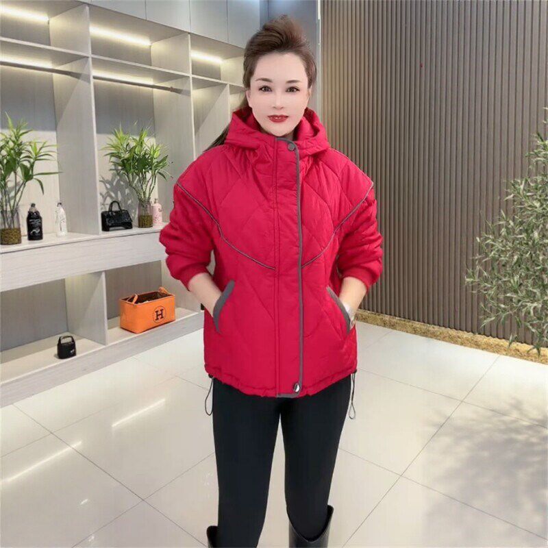 2025秋冬款女士二棉服宽松遮肚B时尚洋气百搭减龄拉链连帽保暖棉
