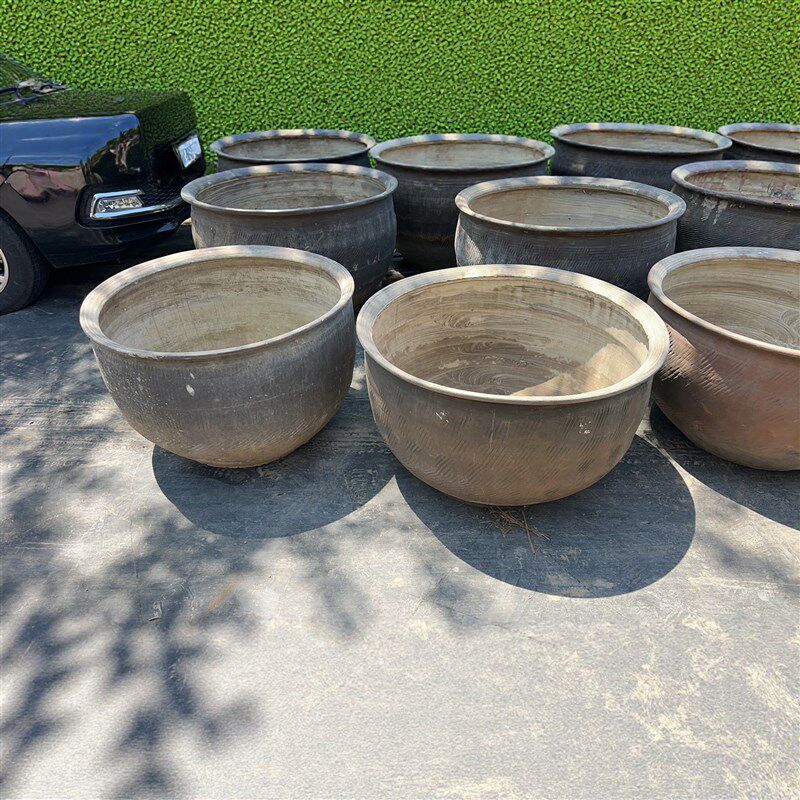 大水缸储水家用陶瓷大号养鱼瓦缸粗陶缸陶土小瓷睡莲盆
