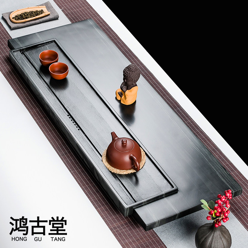 整块皇庭玉石茶盘石头茶盘家用简约茶台日式茶海大号石材茶具托盘