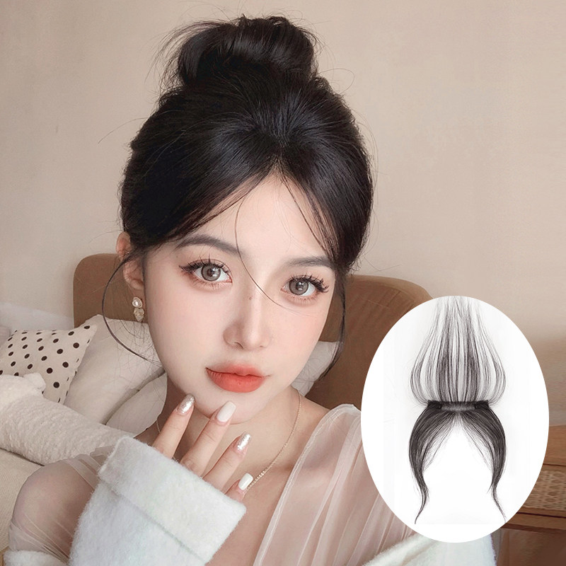 浏海假发女胎毛中分鬓角八字浏海两侧隐形自然前额发际线贴假发片