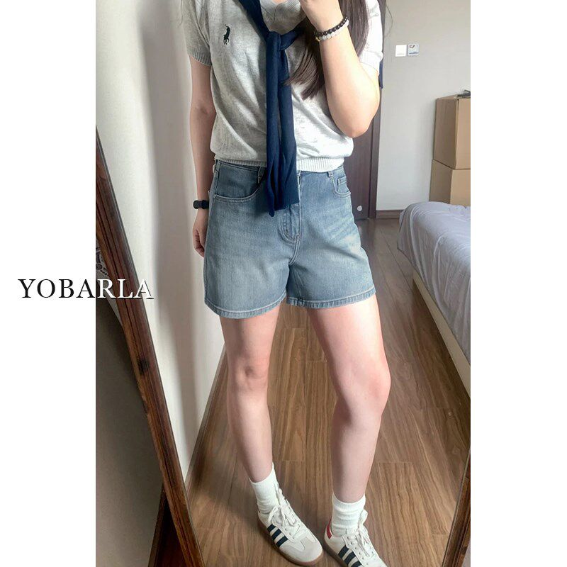 复古高腰牛仔短裤女夏季新款大码胖mm宽松显瘦梨形身材a字阔腿裤