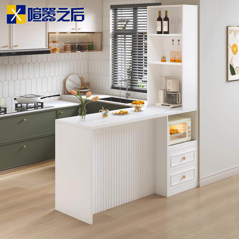 岩板开放式厨房吧台桌酒柜一体客厅家用隔断柜多功能岛台饭桌G259