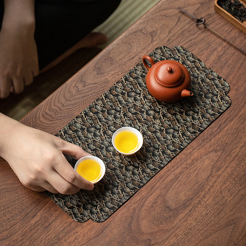 新中式双面禅意织锦茶席垫子高端茶桌防水桌布桌面吸水干泡大茶巾