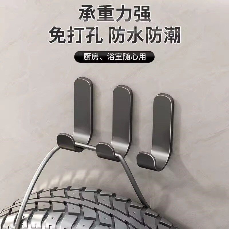 浴室粘钩免打孔挂钩金属挂衣钩黏胶挂钩卫生间门R后墙上壁挂衣帽