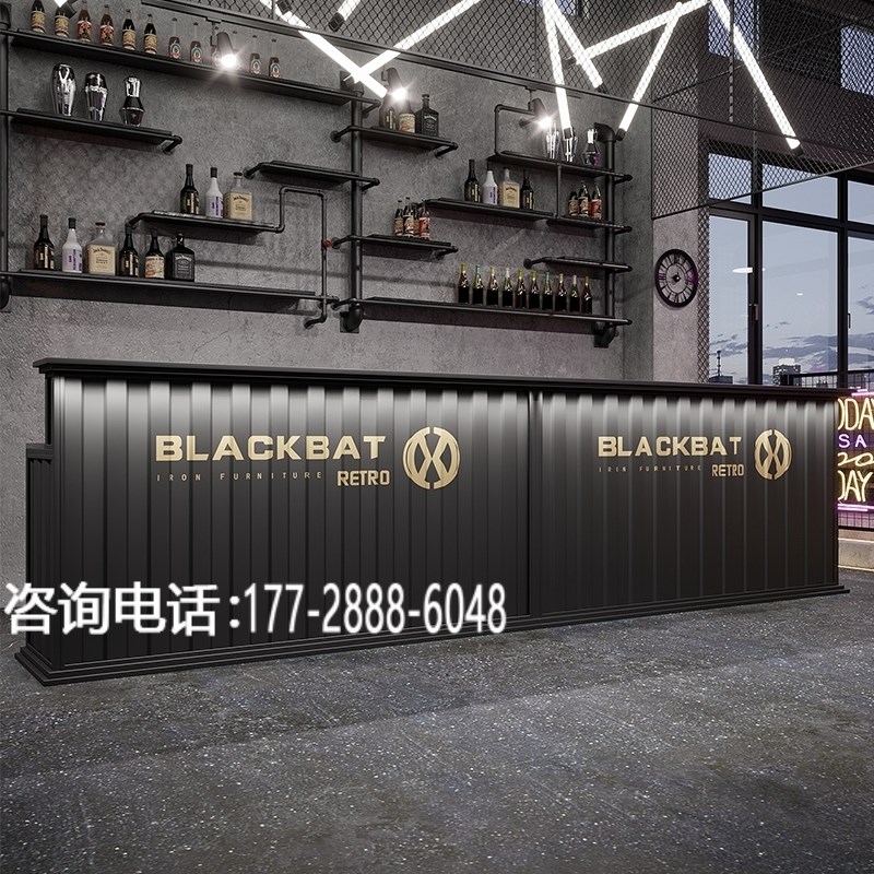 收银台旧铁坊工业风吧台酒吧餐厅咖啡健身房台球厅U前台接待台定
