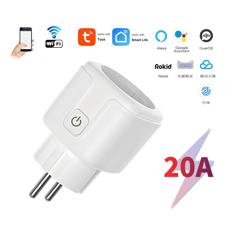 欧规插座涂鸦wifi智能计量20A定时音箱语音开关手机远程操控TUYA