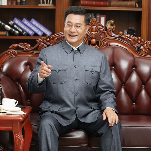 中山装男套装中老年人国服中式礼服正装爸爸宽松民族服装中山服男