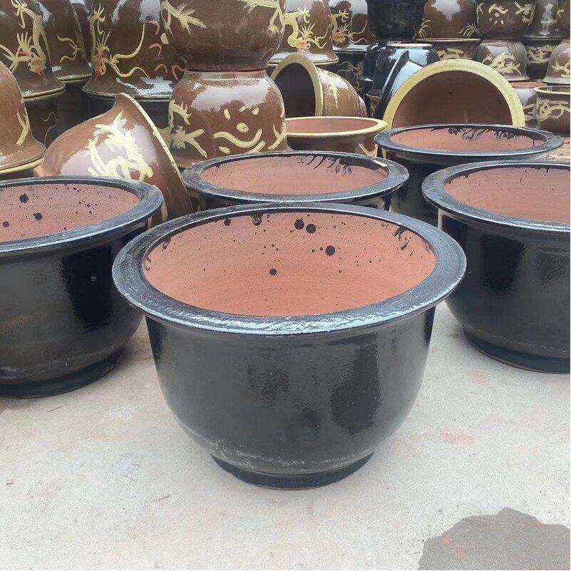 大口陶瓷龙缸大型花盆均釉家用铁树多肉田园绿植种菜花卉植物盆栽