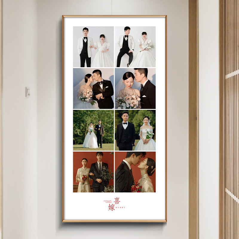 时光有约多宫格八照片婚纱照相框照片墙玄关画制作结婚照放大挂墙
