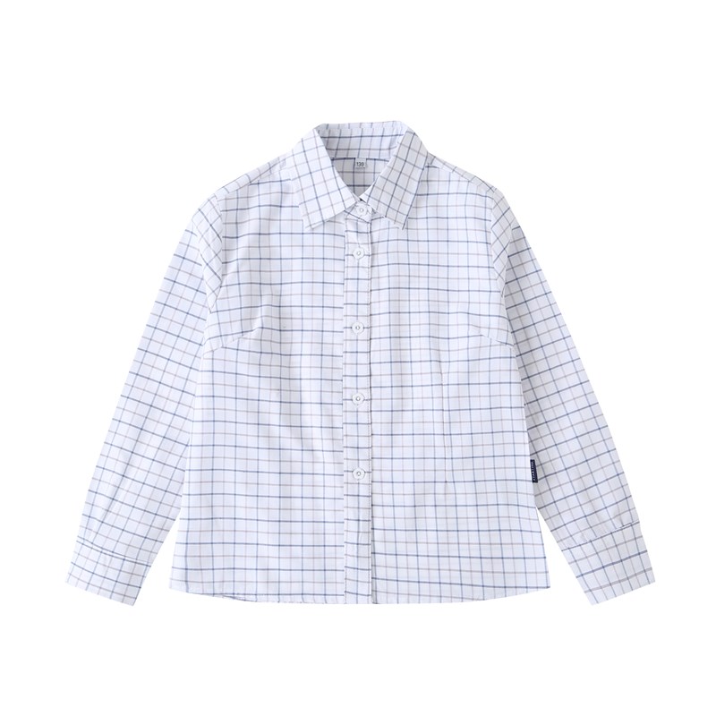 艾顿校服学生夏季长袖格子衬衫校服 英伦风男女童儿童衬衣09C121