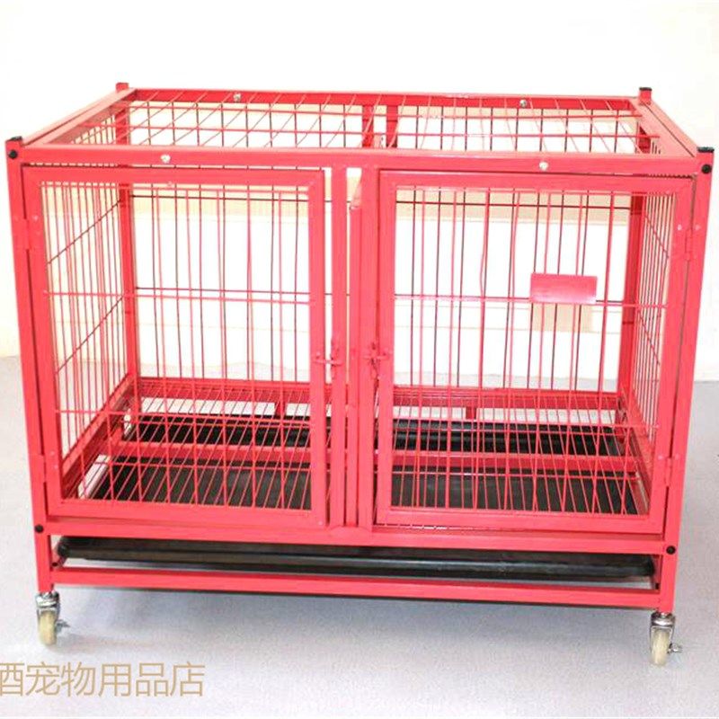 方管烤漆狗狗笼子双门带隔断分隔分离中型犬小型犬泰迪宠物子母笼