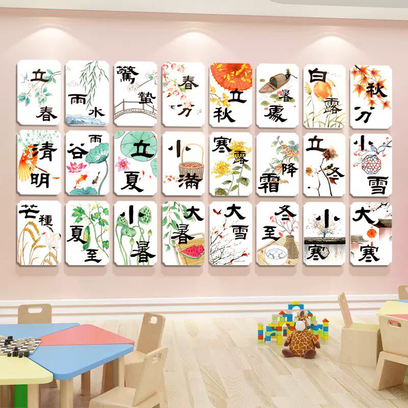 幼儿园环创主题墙成品楼梯墙面装饰扶手24二十四节气文化贴托管班