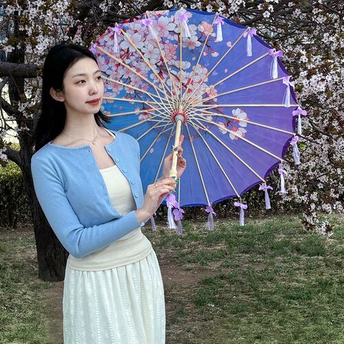 花瓣流苏油纸伞舞蹈演出古风摄影伞旗袍走秀古典拍照伞道具装饰伞