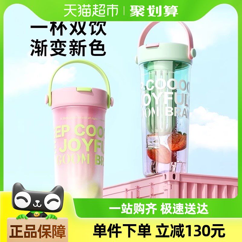 GOOM艺术手绘i夏季水杯吸管杯2025新款女学生高颜值大容量茶水分