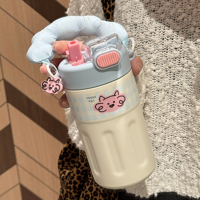水杯保温杯女定制logos316不锈钢泡茶广告杯学生儿童便携吸管杯子