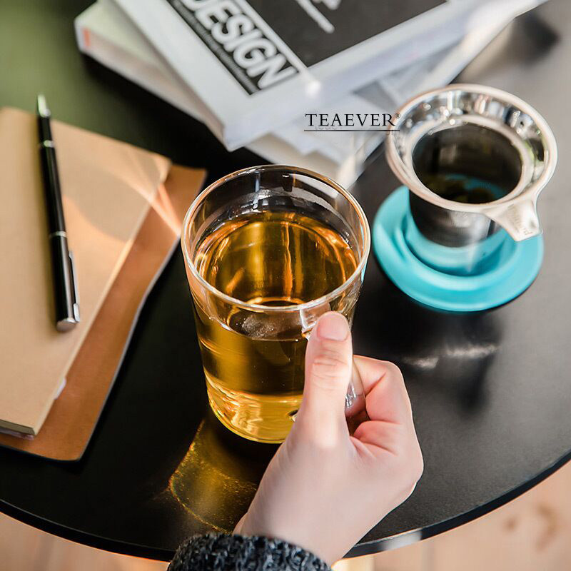 高档玻璃带盖茶水杯不锈钢滤网耐热泡茶杯办公室家用精致礼品水杯