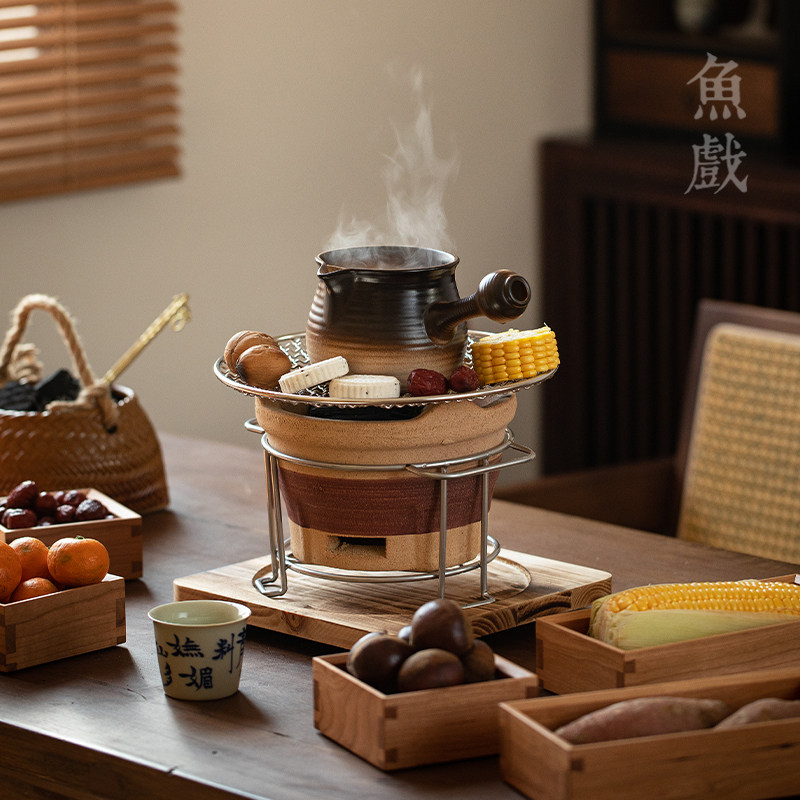 陶瓷煮茶器罐罐茶煮茶壶侧把壶围炉煮茶功夫茶具家用黑茶炭茶炉子