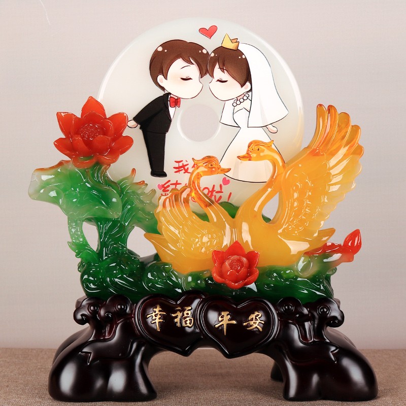 送闺蜜姐姐结婚新婚礼物送新人百年好合天鹅摆件客厅新房装饰摆设