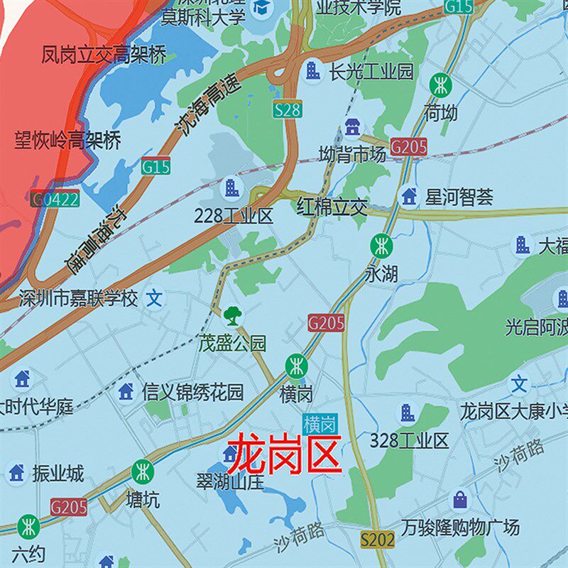 深圳市2021市区地图墙贴定制城区街道图新版卫星电子超大巨幅挂图