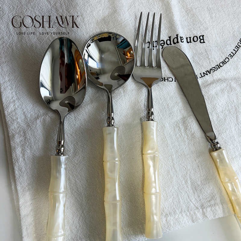 GOSHAWK高颜值西餐餐具套装家用创意竹节304不锈钢牛排刀叉勺