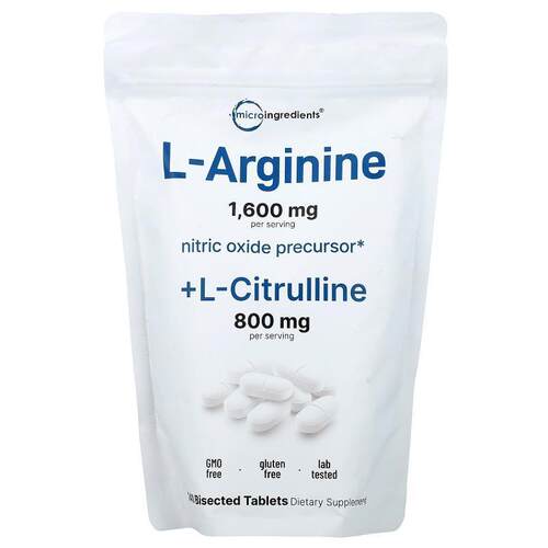 Micro Ingredients,L-精氨酸 + L-瓜氨酸，240 片刻痕片剂