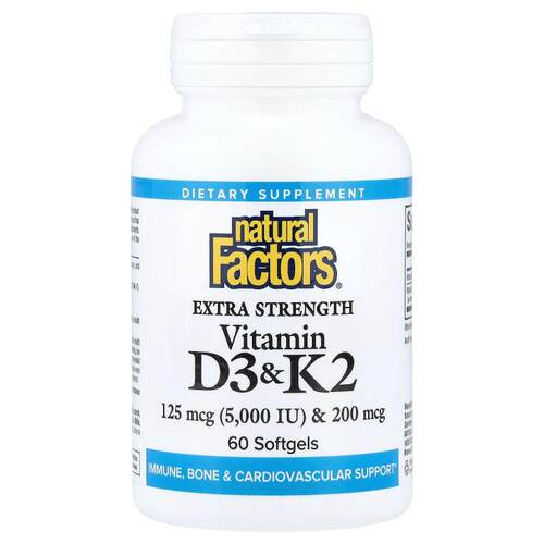 Natural Factors,Vitamin D3 & K2, 60 Softgels