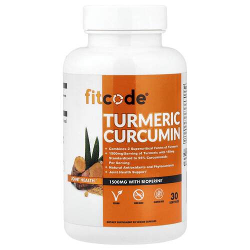 fitcode,姜黄素，1500 毫克，90 粒素食胶囊（每粒胶囊 500 毫克