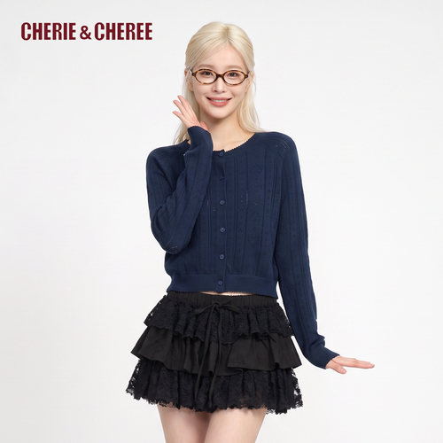 CHERIE&CHEREE圆领短款针织开衫