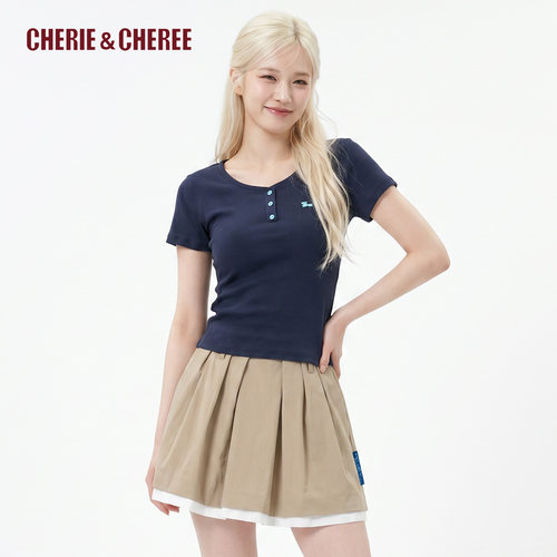 CHERIE&CHEREE26夏动物图案刺绣短袖T恤女CC6WLX5T563