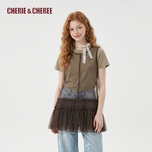 CHERIE&CHEREE26夏网纱裙连衣裙拼接叠穿背心裙蛋糕裙CC6WLX4I302
