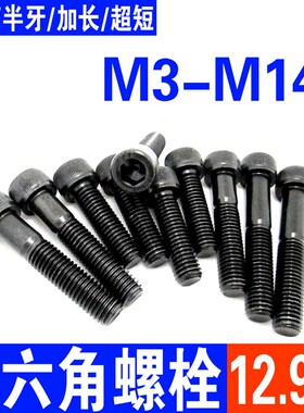 12.9级高强度内六角螺丝圆柱头螺栓杯头黑螺丝钉M3M4M5M6M8M10M12