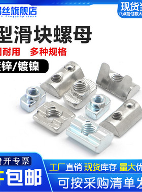 T型螺母20/30/40/45型欧标铝型材滑块弹片钢珠螺帽船型锤头国标丝