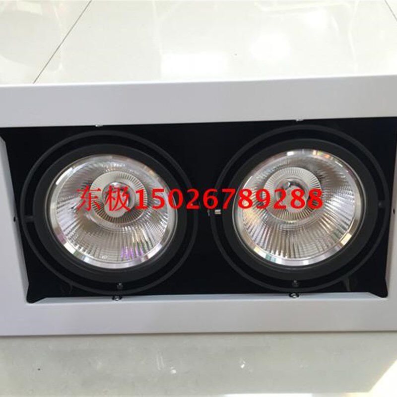 双头豆胆格栅射灯LED24W36W射灯尺寸宽20cm长35CM长方形斗胆射灯