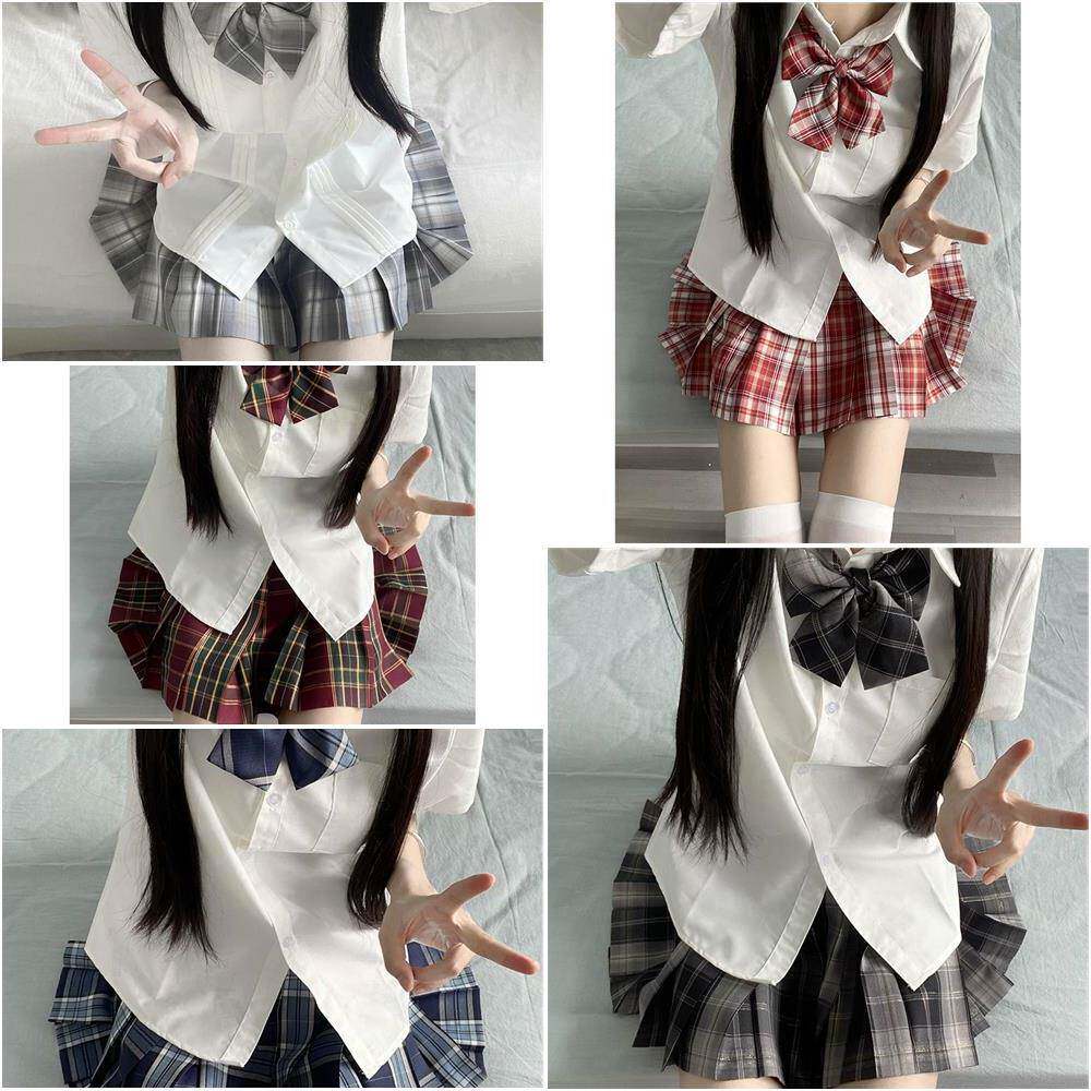 正版白皇后jk制服裙套装夏季校供半身裙女学院风短袖衬衫jk裙全套