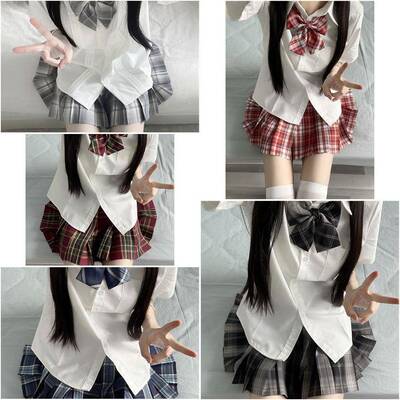 正版白皇后jk制服裙套装夏季校供半身裙女学院风短袖衬衫jk裙全套