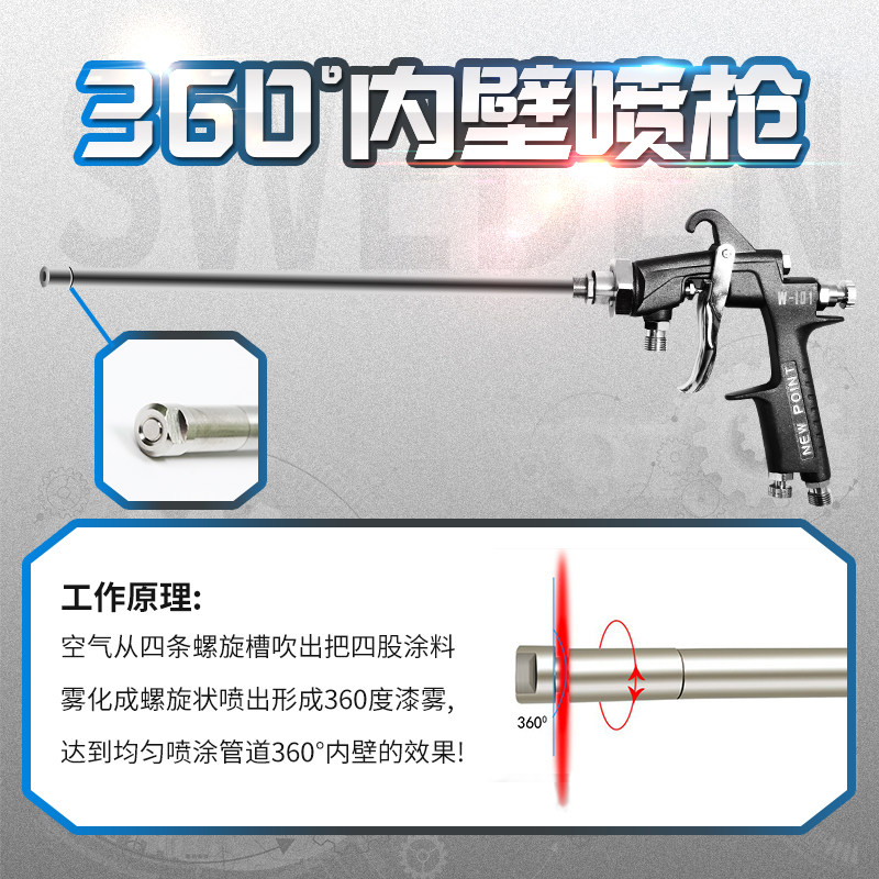 进口w-101加长片角光触媒延长杆喷漆枪长杆内壁特殊360度油漆喷枪