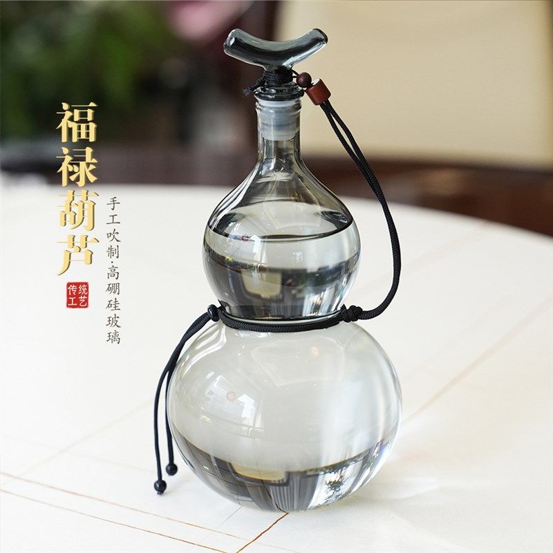 国潮葫芦形玻璃j酒壶高颜值密封白酒壶酒瓶泡酒壶密封水瓶冷萃瓶