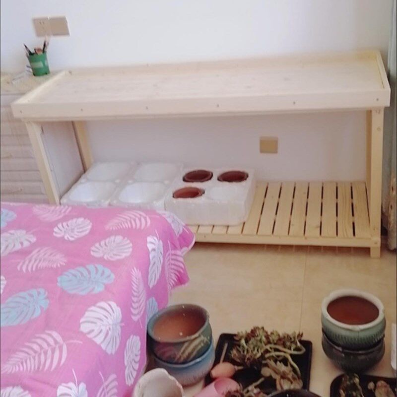 定制居家实木多肉花架阳台新款多规格碳化防腐木架简约置物架双层