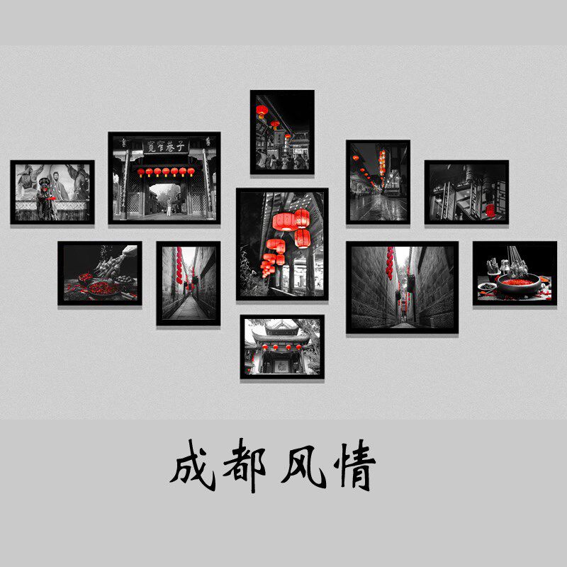 四川成都印象照片墙重庆火锅店壁画涮锅店装饰画餐馆饭店组合挂画
