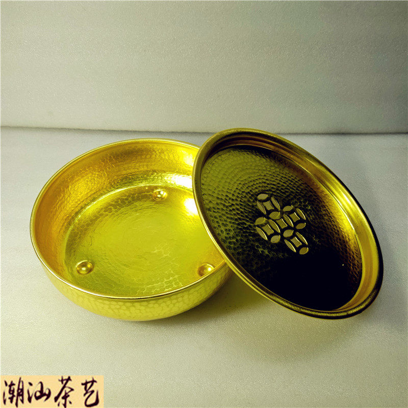 潮州纯铜茶盘茶托功夫茶铜茶洗茶船茶池茶海茶承 23 X 7.5CM 2斤