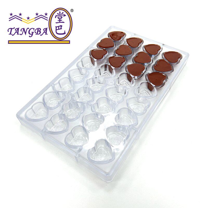 tangba堂巴 13g 32连心形玫瑰花巧克力模 1627情人节玫瑰花PC模具