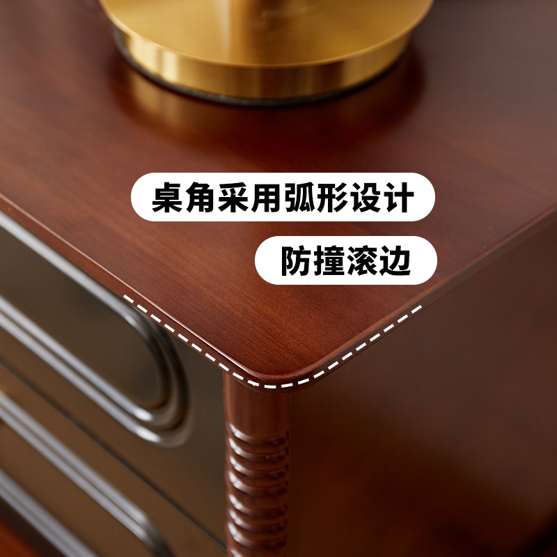 实木中古风电视机柜复古藤编茶几2025新款客厅家用法式落地储物柜