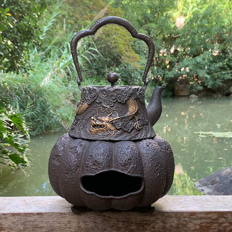 南瓜炭炉日式铸铁茶具纯手工复古烧水炉客厅铁艺泡茶炉茶空间茶具